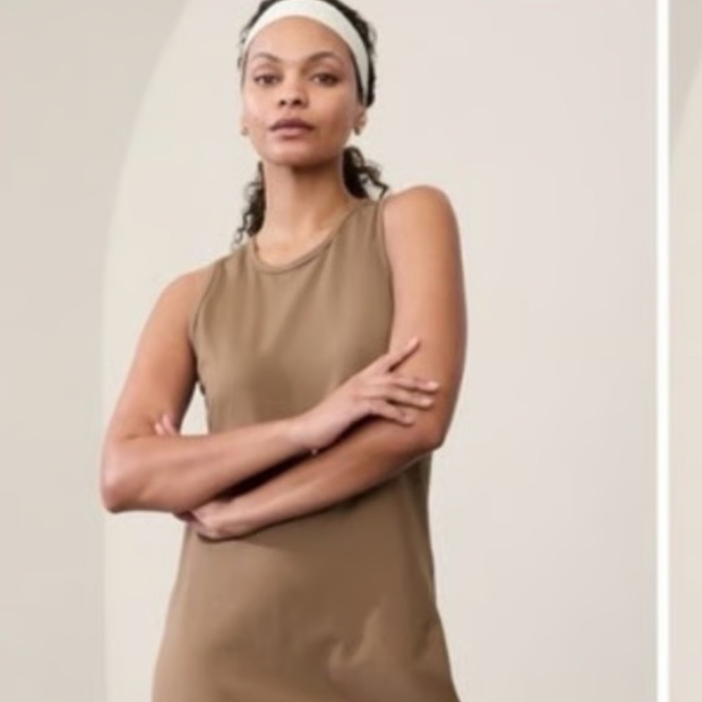 Athleta Sleeveless Tan Midi Dress - Picture 3 of 9